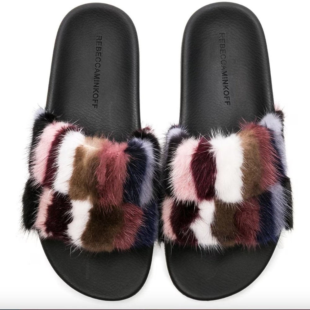 Excellent Rebecca Minkoff Mink Fur Slides
